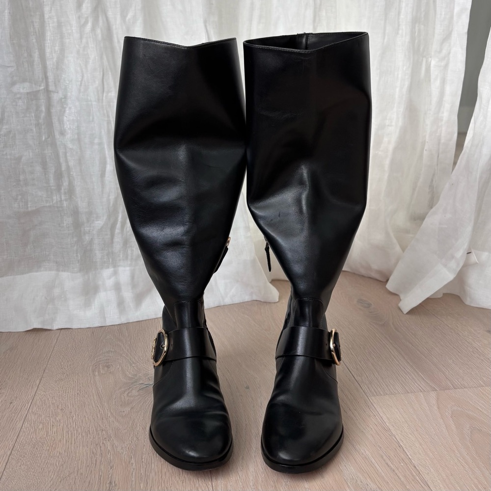 Vintage Tory Burch Leather Knee-High Riding Boots in Black